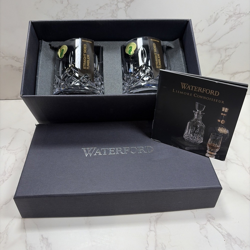 Waterford Lismore Connoisseur Straight Sided Tumbler Box Set of 2 NIB Crystal